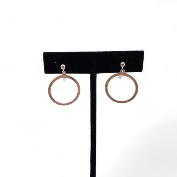 Sterling Silver Earrings Screw Back Circle Hoop Drop Dangle Artisan Signed - Picture 1 of 6